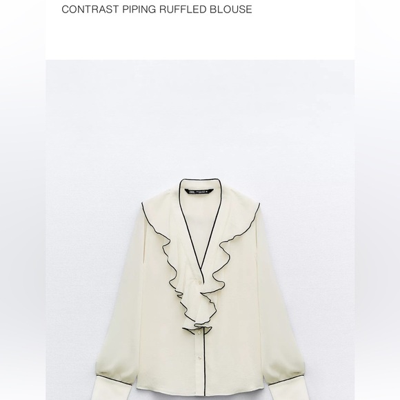 Zara contrast piping ruffle blouse - Picture 4 of 4